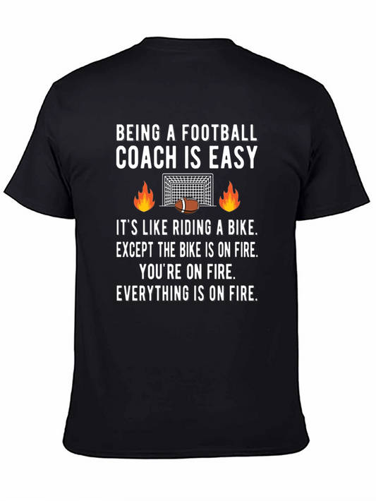 Football Coach On Fire Graphic Tee - Funny Gift