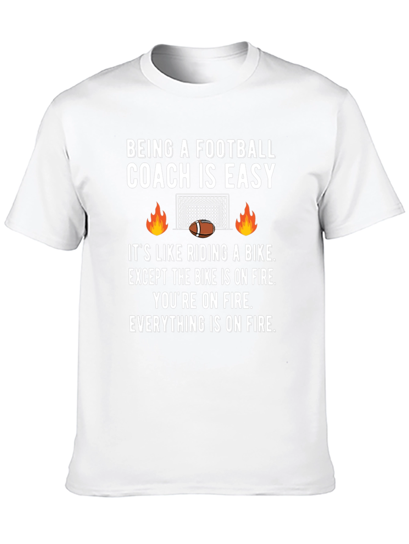 Football Coach On Fire Graphic Tee - Funny Gift