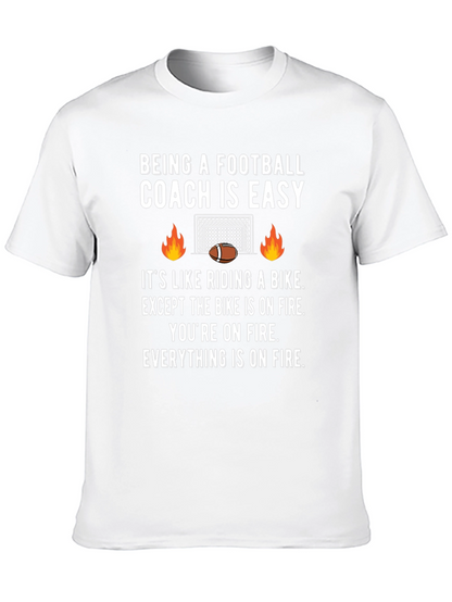 Football Coach On Fire Graphic Tee - Funny Gift
