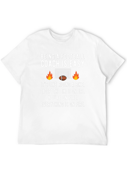 Football Coach On Fire Graphic Tee - Funny Gift