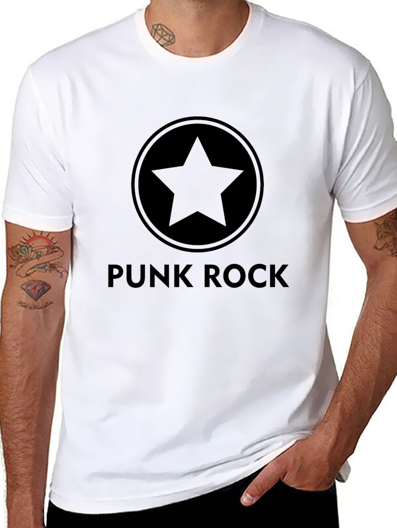 Punk Rock Star Graphic Tee - Classic Black T-Shirt