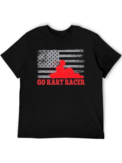 Go Kart Racer American Flag T-Shirt