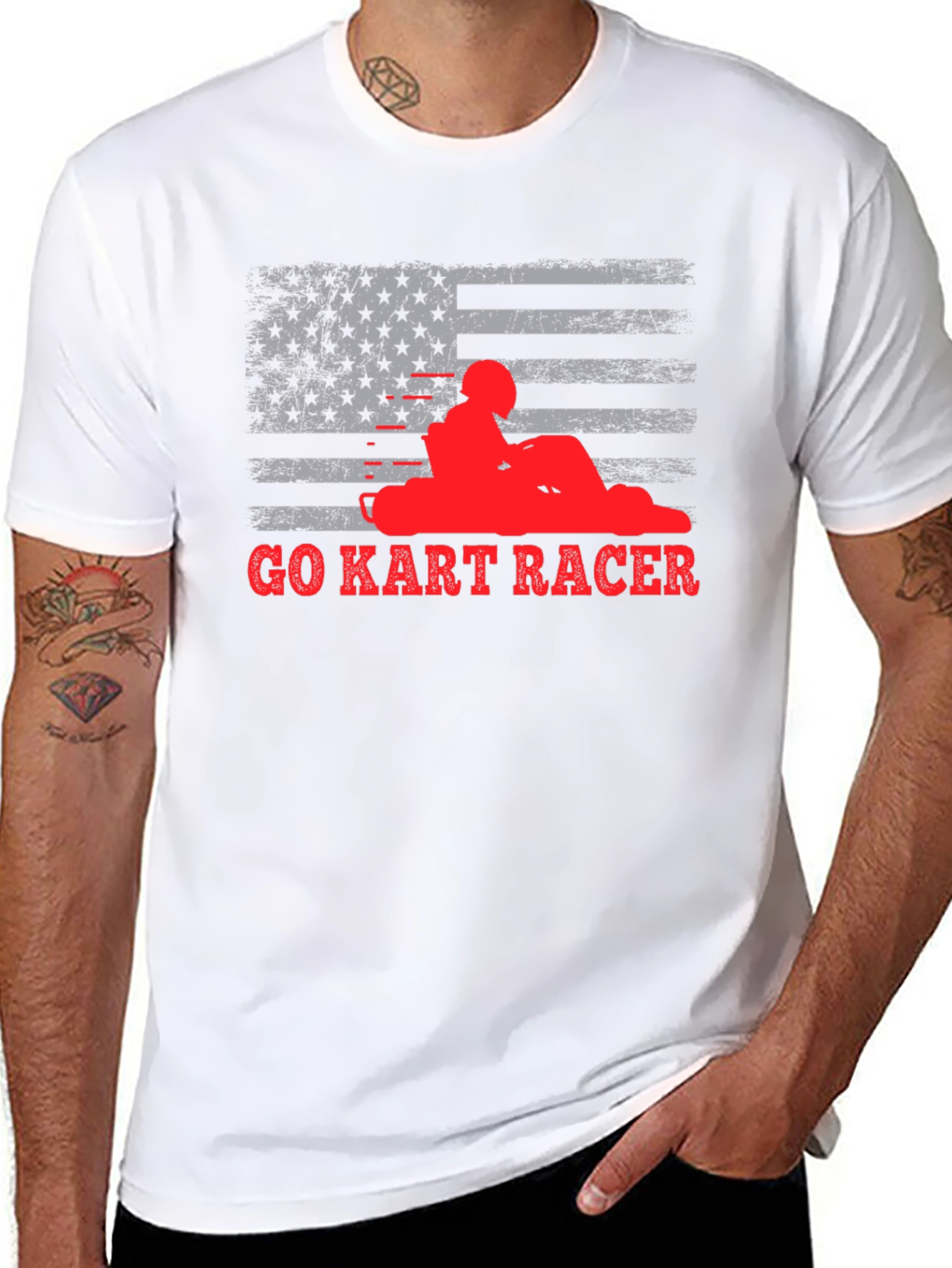 Go Kart Racer American Flag T-Shirt