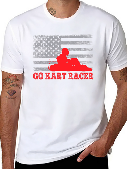 Go Kart Racer American Flag T-Shirt
