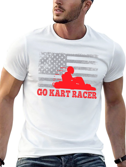 Go Kart Racer American Flag T-Shirt
