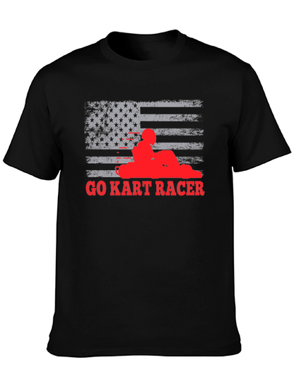 Go Kart Racer American Flag T-Shirt