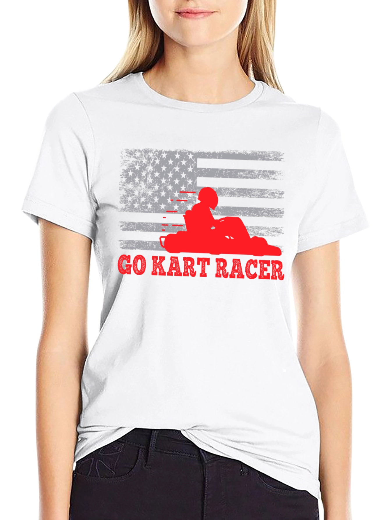 Go Kart Racer American Flag T-Shirt