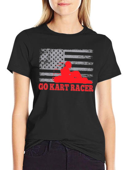 Go Kart Racer American Flag T-Shirt