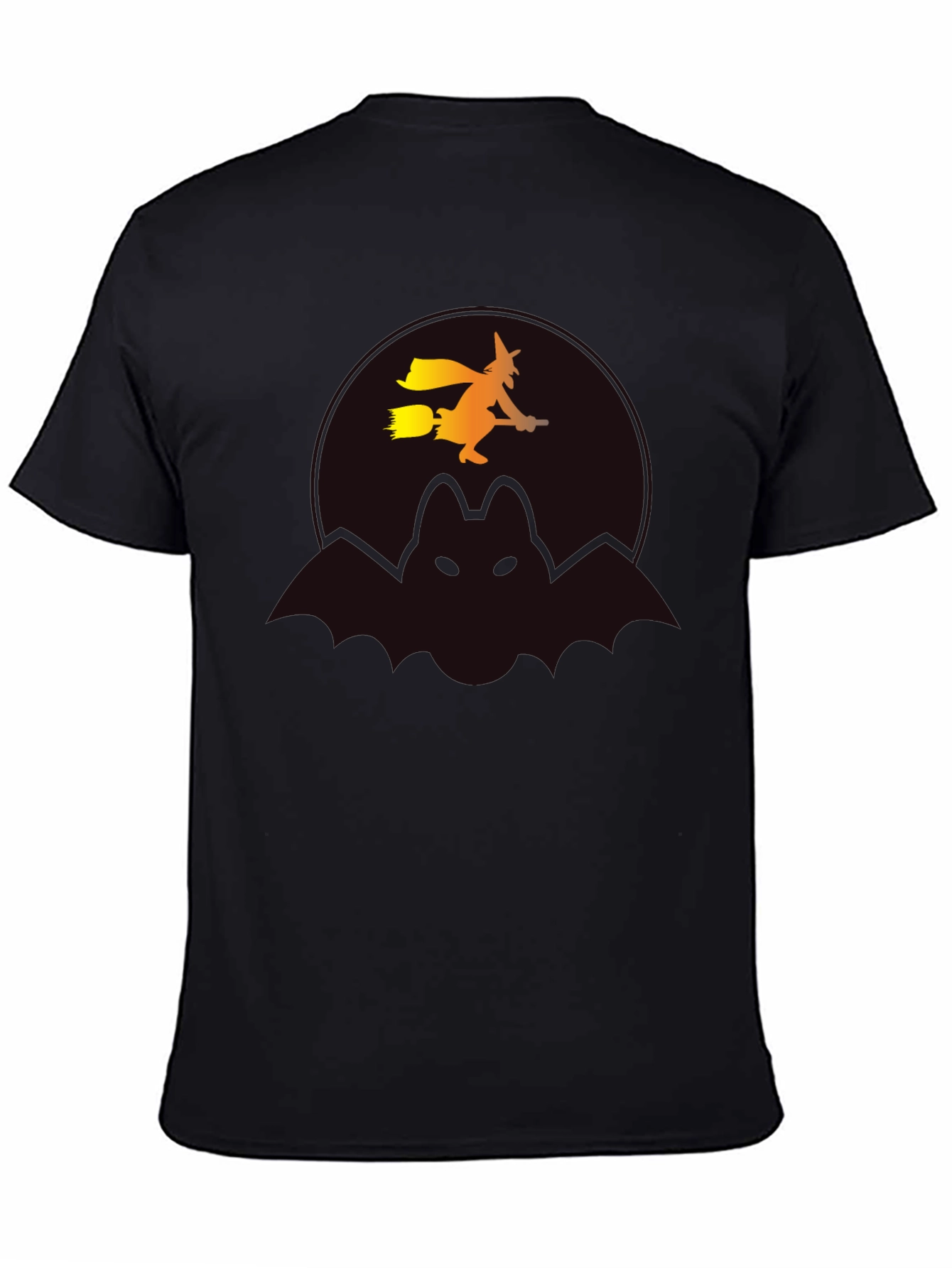 Halloween Witch & Bat Graphic Tee