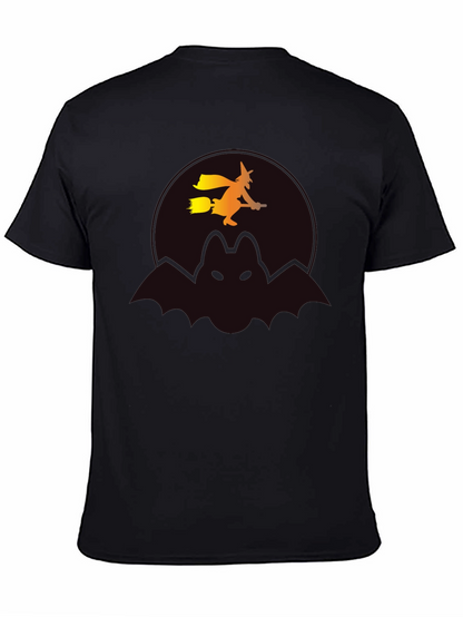 Halloween Witch & Bat Graphic Tee