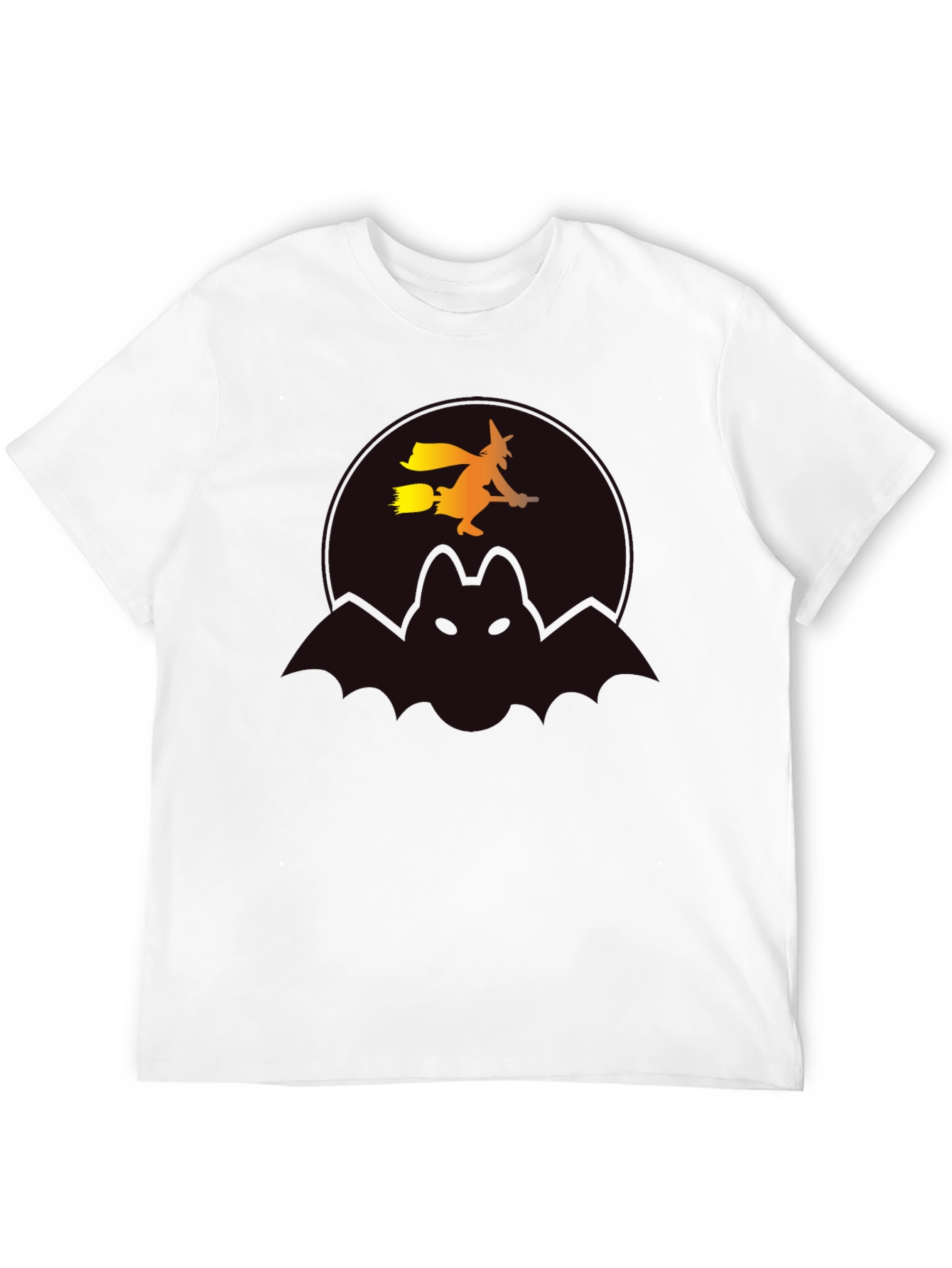 Halloween Witch & Bat Graphic Tee