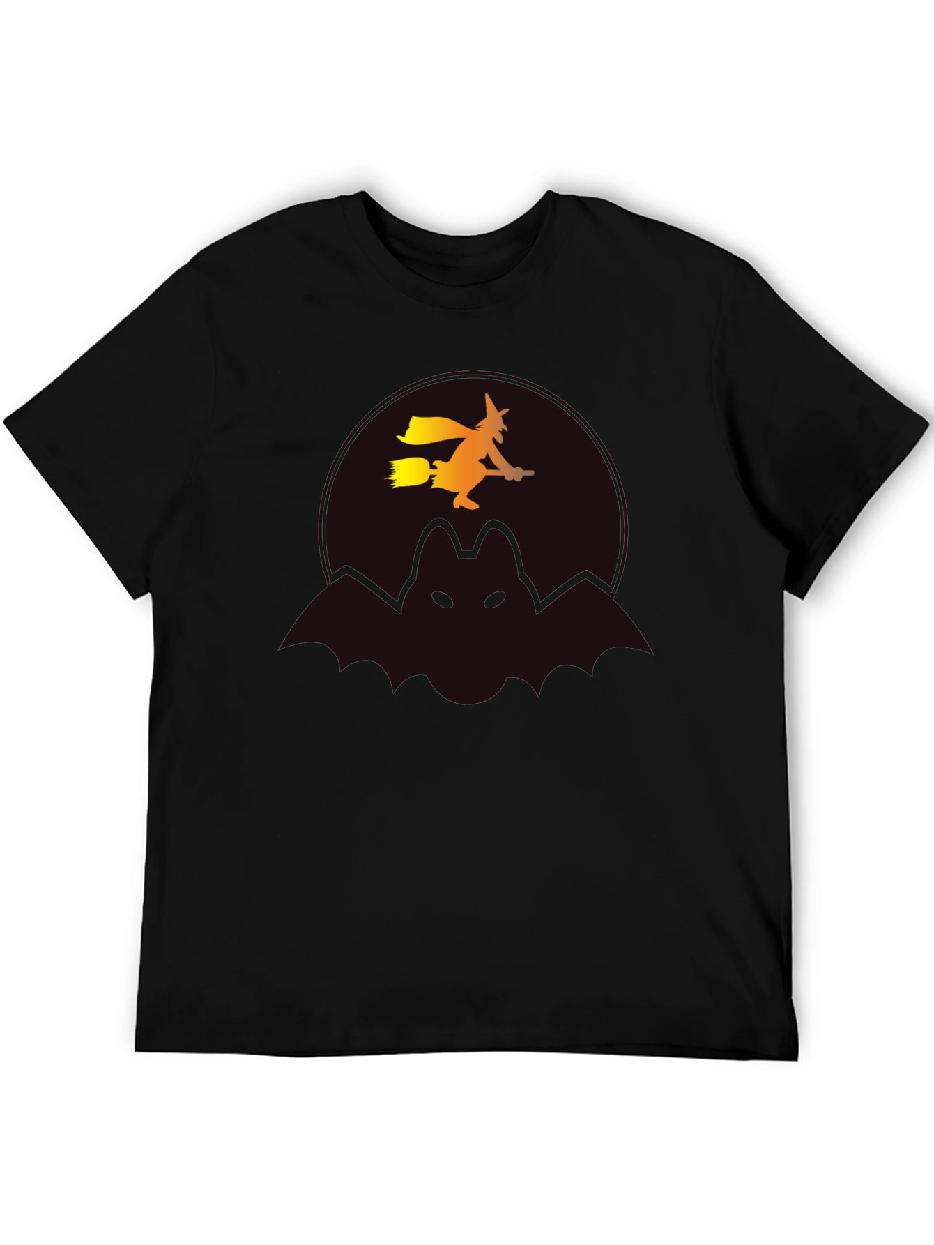 Halloween Witch & Bat Graphic Tee