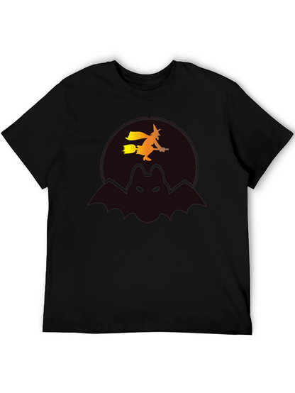 Halloween Witch & Bat Graphic Tee