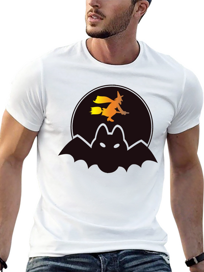 Halloween Witch & Bat Graphic Tee