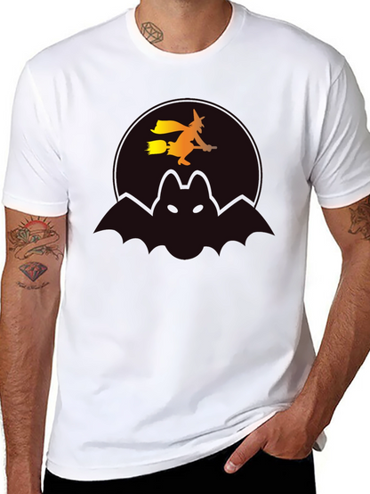 Halloween Witch & Bat Graphic Tee