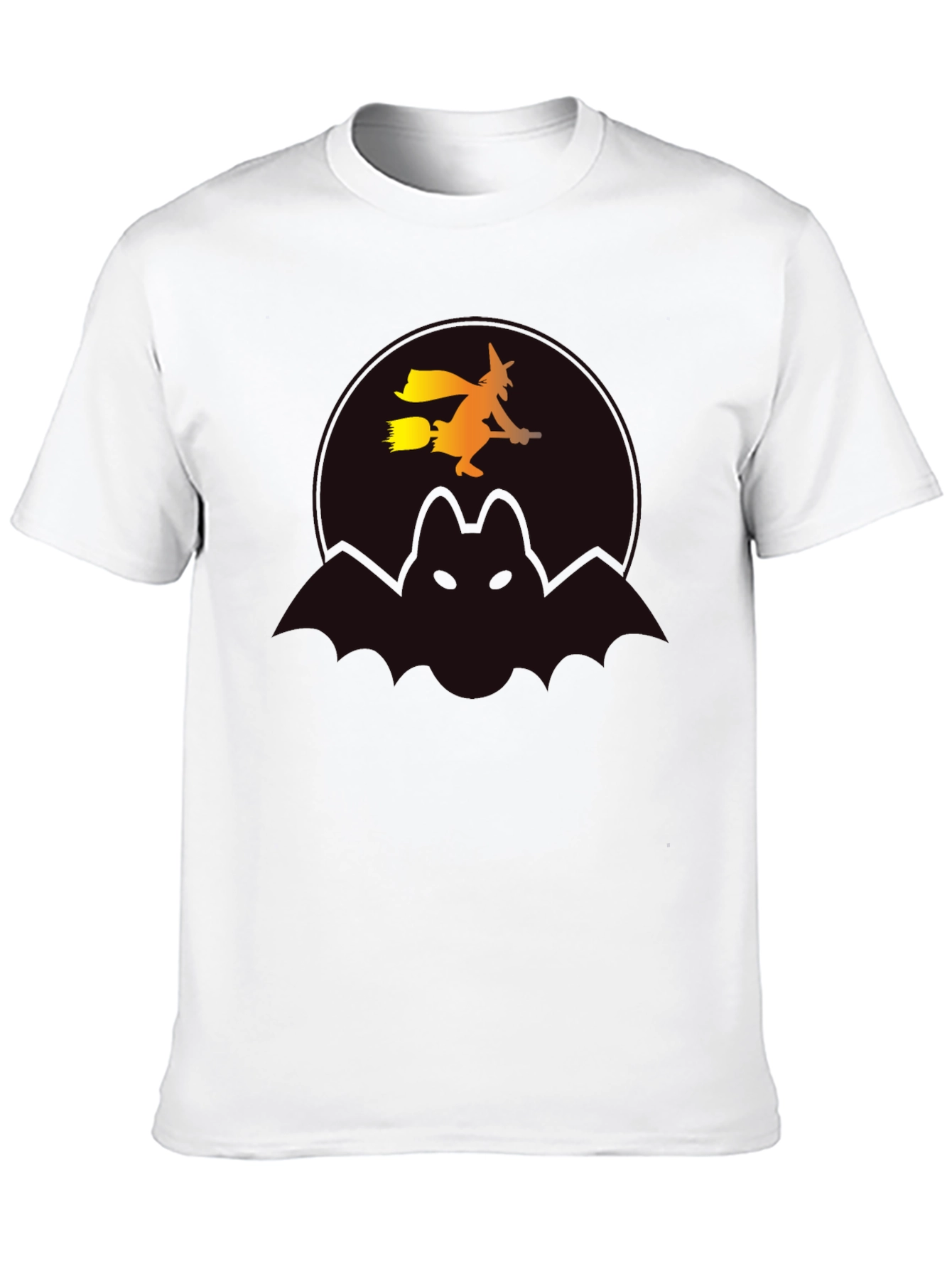 Halloween Witch & Bat Graphic Tee
