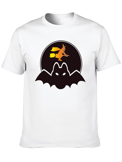 Halloween Witch & Bat Graphic Tee