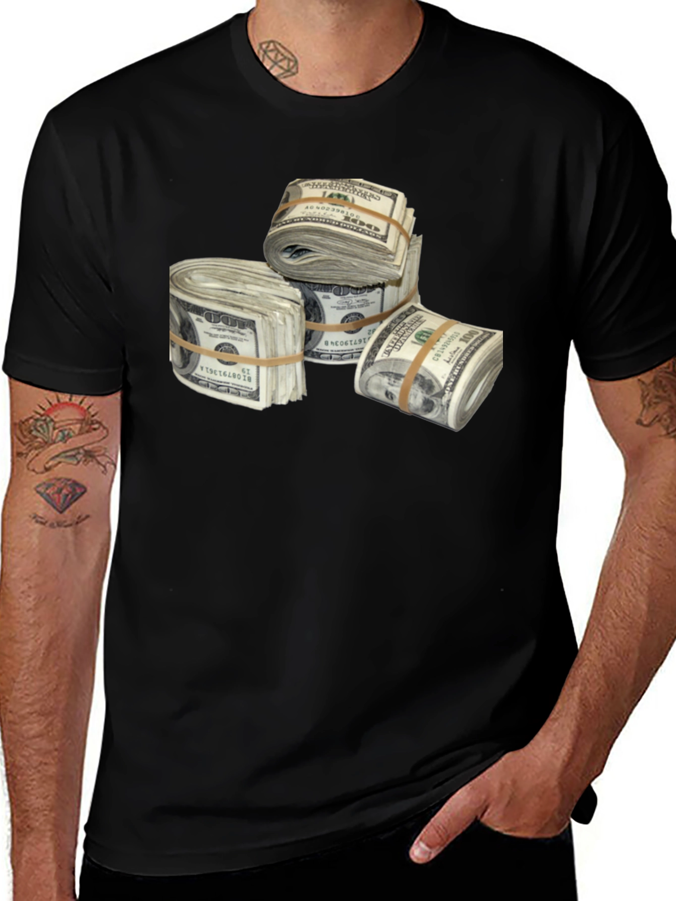 Money Stacks Graphic Tee - Black
