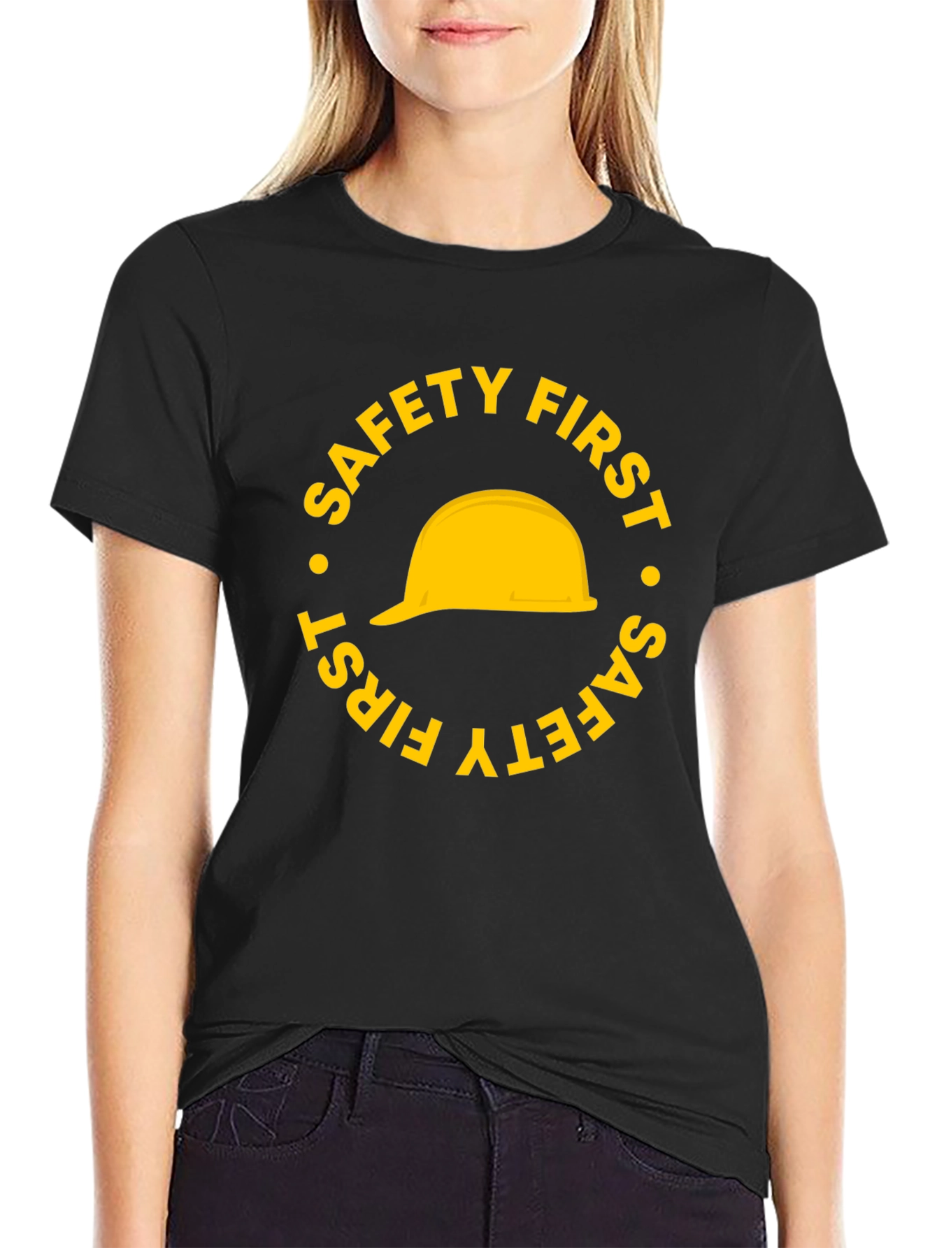Safety First Hard Hat Graphic T-Shirt - Black