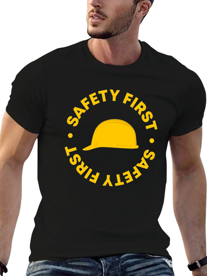 Safety First Hard Hat Graphic T-Shirt - Black