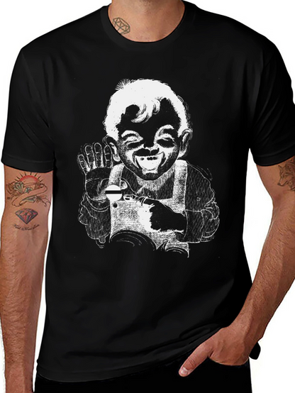Retro Cartoon Graphic Black T-Shirt