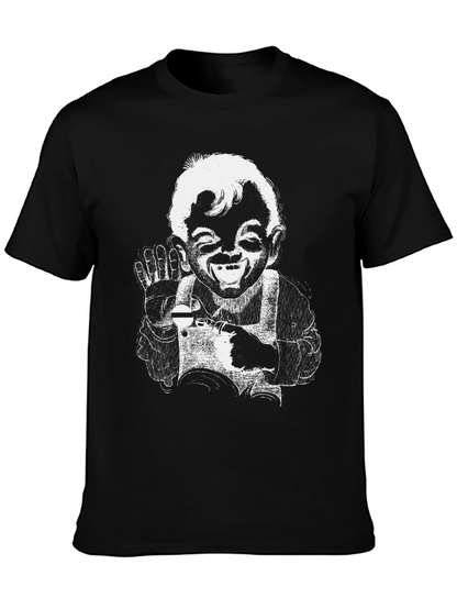 Retro Cartoon Graphic Black T-Shirt