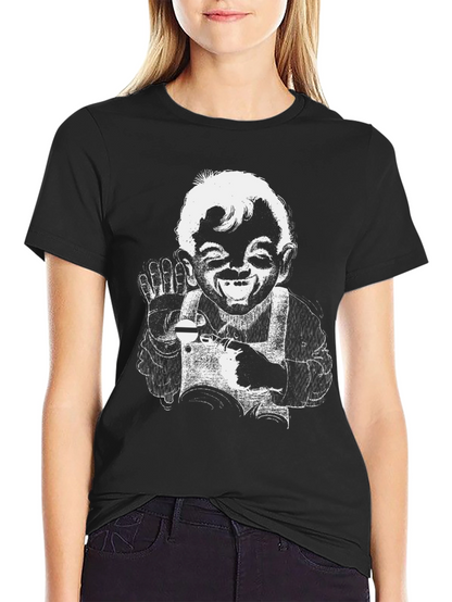 Retro Cartoon Graphic Black T-Shirt