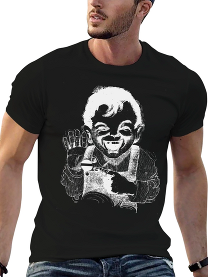Retro Cartoon Graphic Black T-Shirt