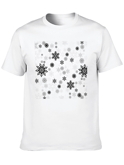 Snowflake Pattern Black T-Shirt