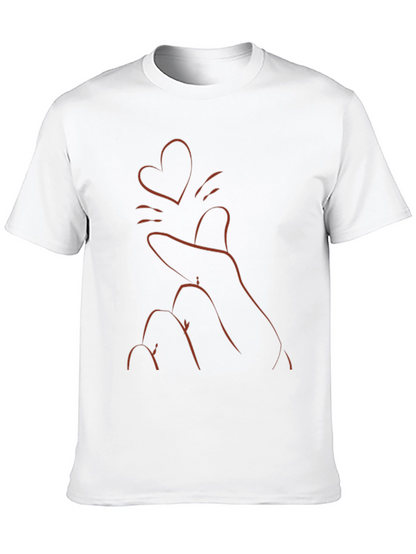 Heart Finger Gesture Black T-Shirt
