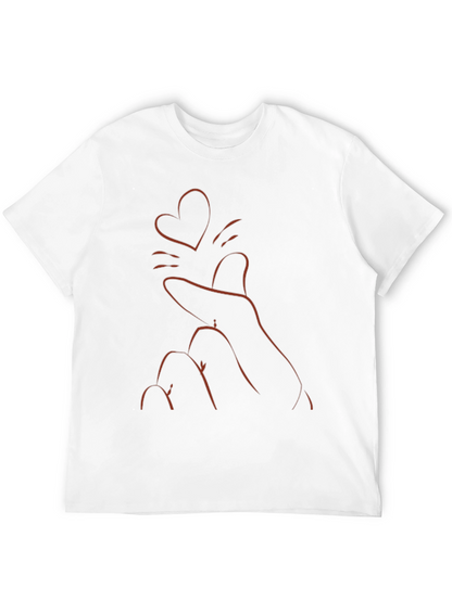 Heart Finger Gesture Black T-Shirt