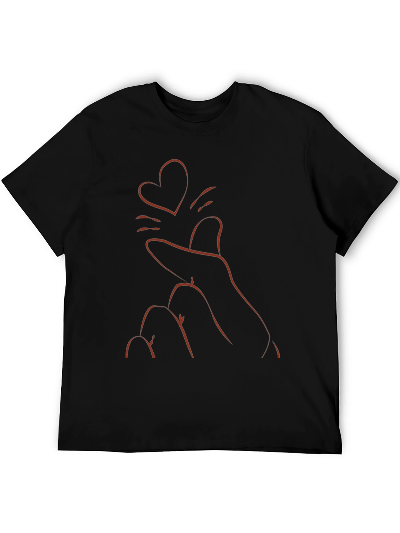 Heart Finger Gesture Black T-Shirt