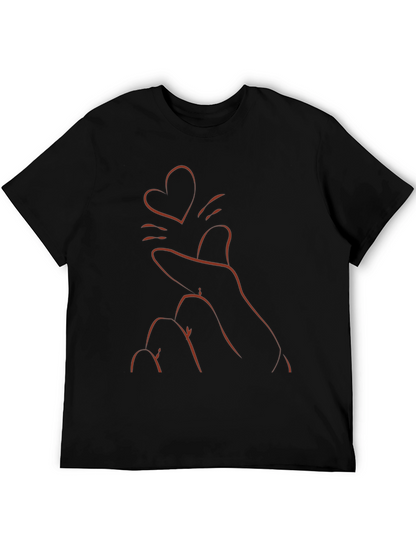 Heart Finger Gesture Black T-Shirt