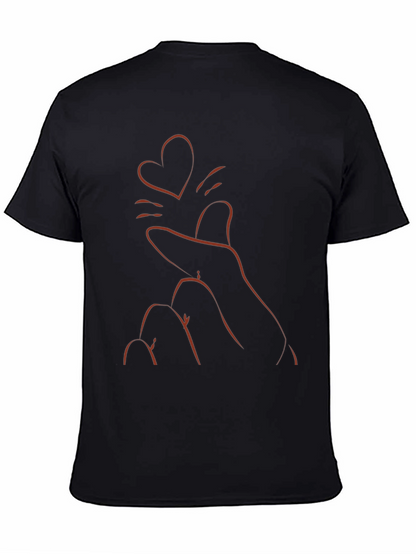 Heart Finger Gesture Black T-Shirt