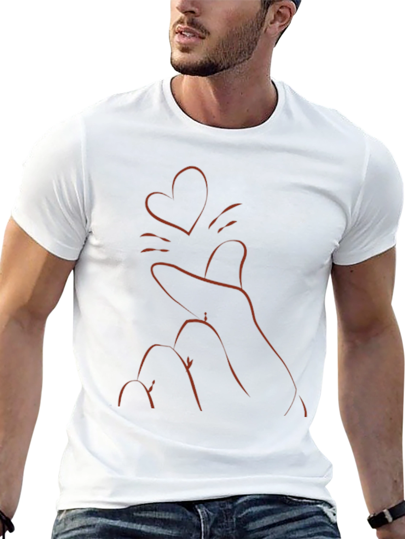 Heart Finger Gesture Black T-Shirt