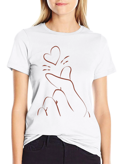Heart Finger Gesture Black T-Shirt