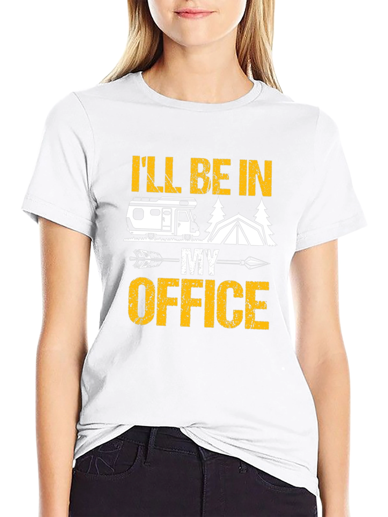 Camping Office T-Shirt - RV Tent Arrow Design