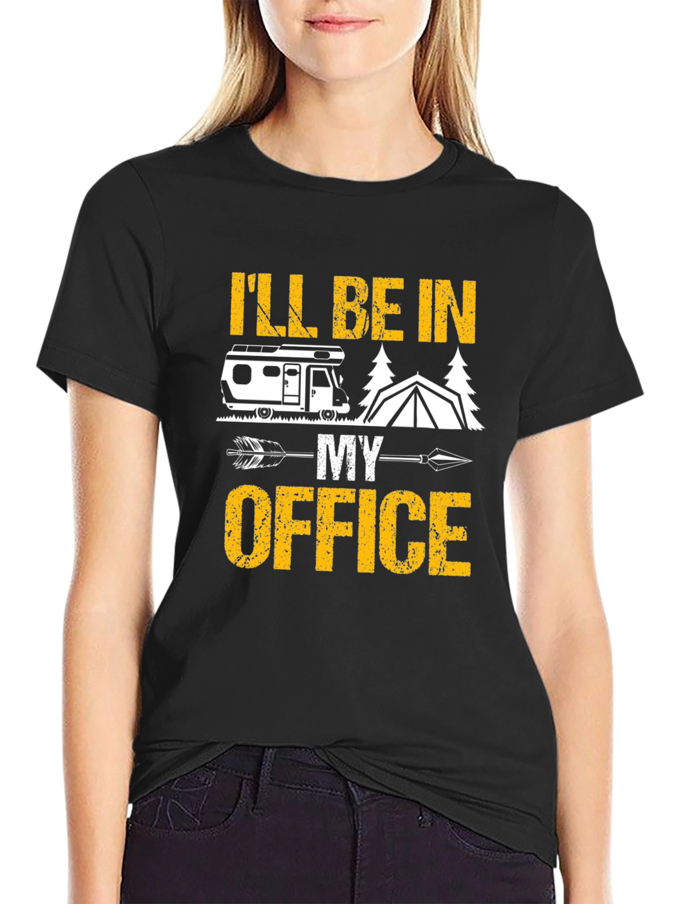 Camping Office T-Shirt - RV Tent Arrow Design