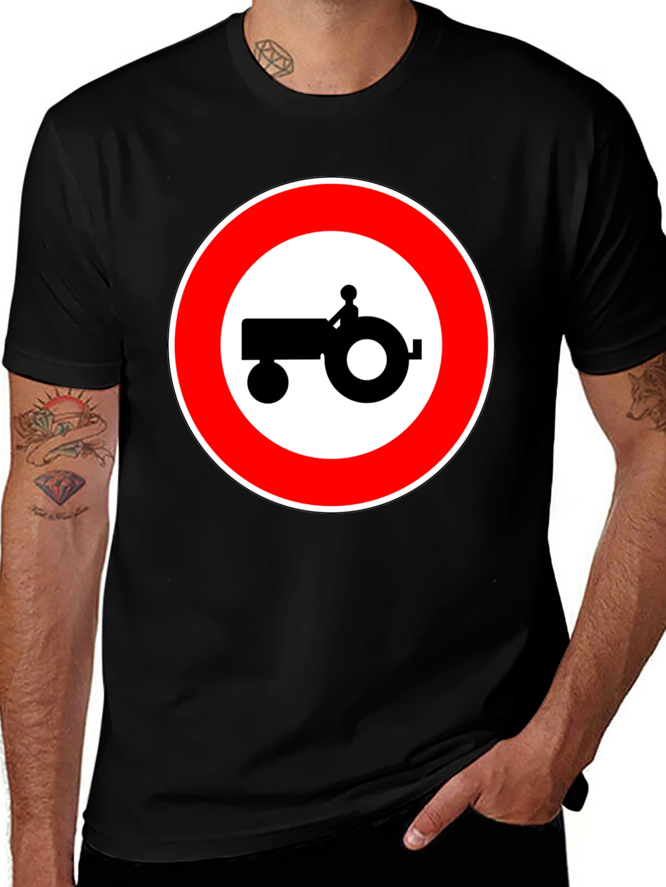 Tractor Sign Black T-Shirt