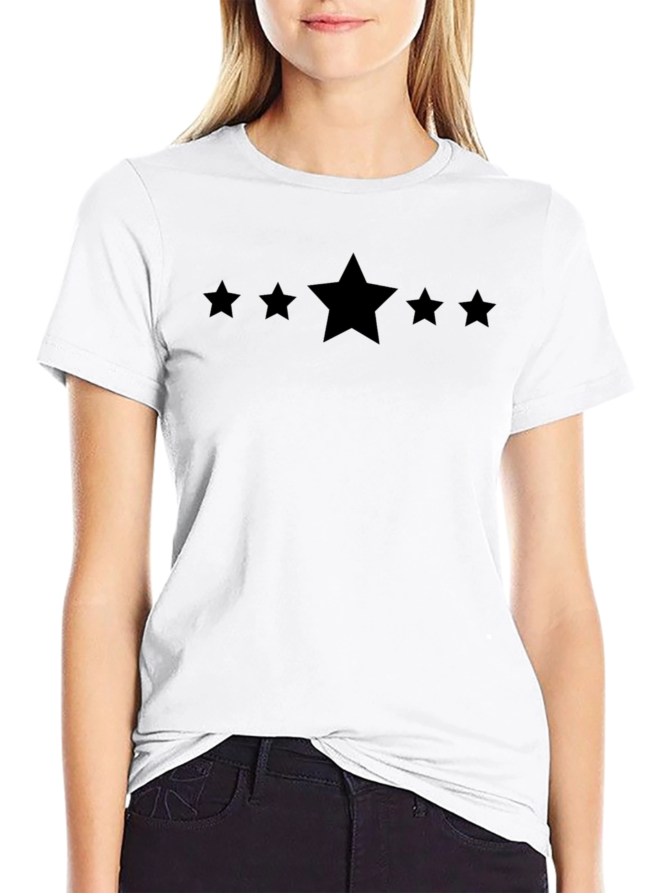 Five Star Black Crew Neck Tee