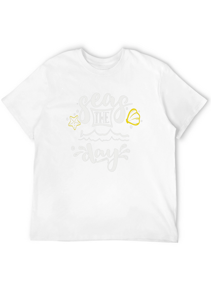 Seas The Day Graphic Tee - Black Cotton T-Shirt