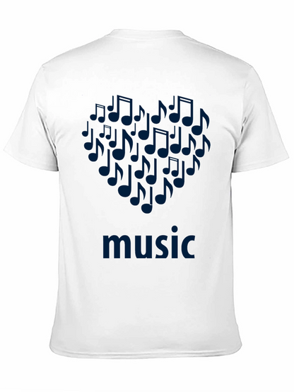 Music Notes Heart T-Shirt - Black Cotton Tee