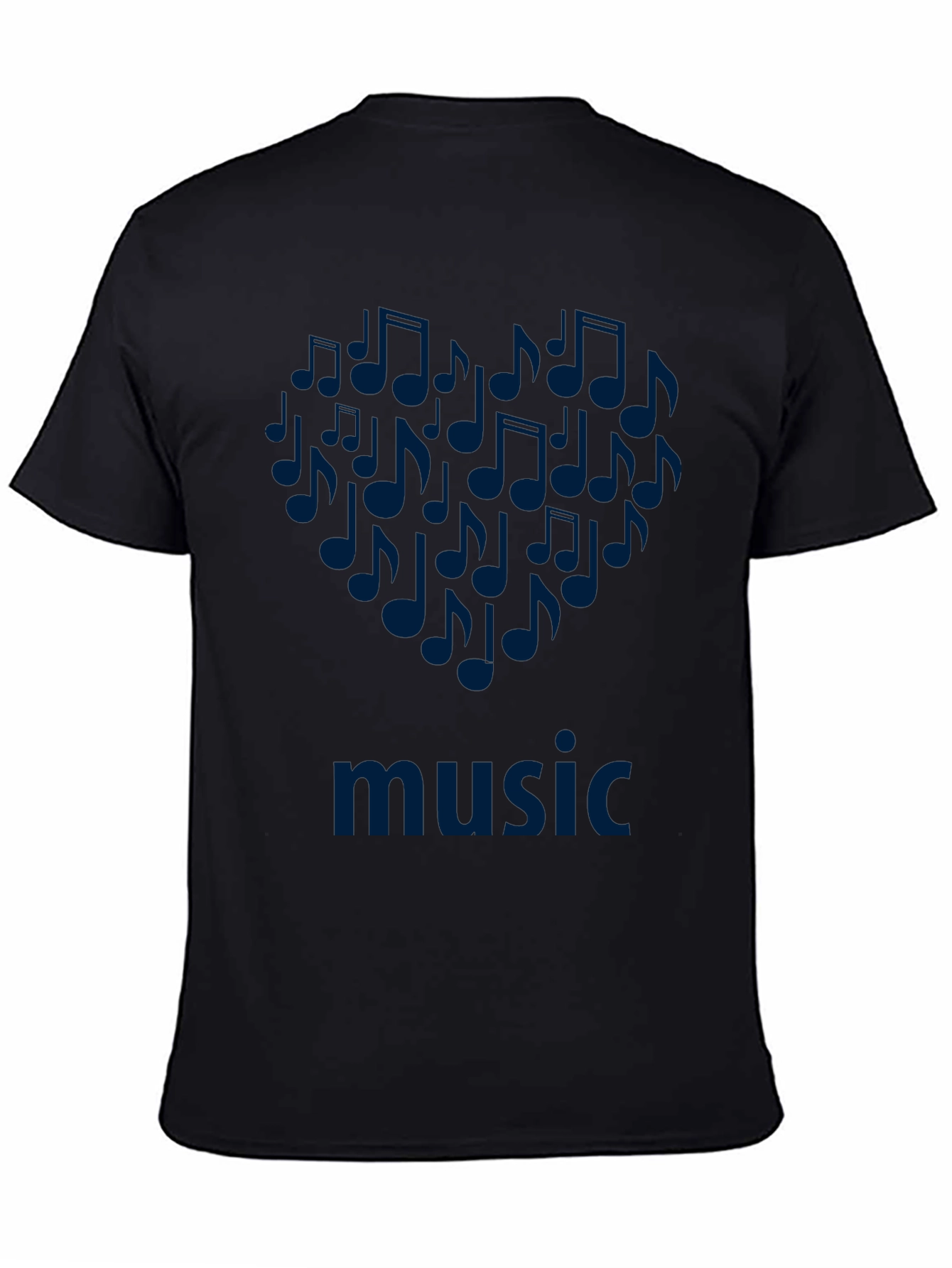 Music Notes Heart T-Shirt - Black Cotton Tee