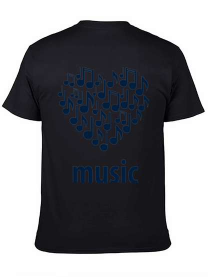 Music Notes Heart T-Shirt - Black Cotton Tee
