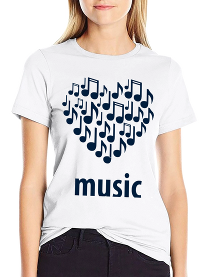 Music Notes Heart T-Shirt - Black Cotton Tee