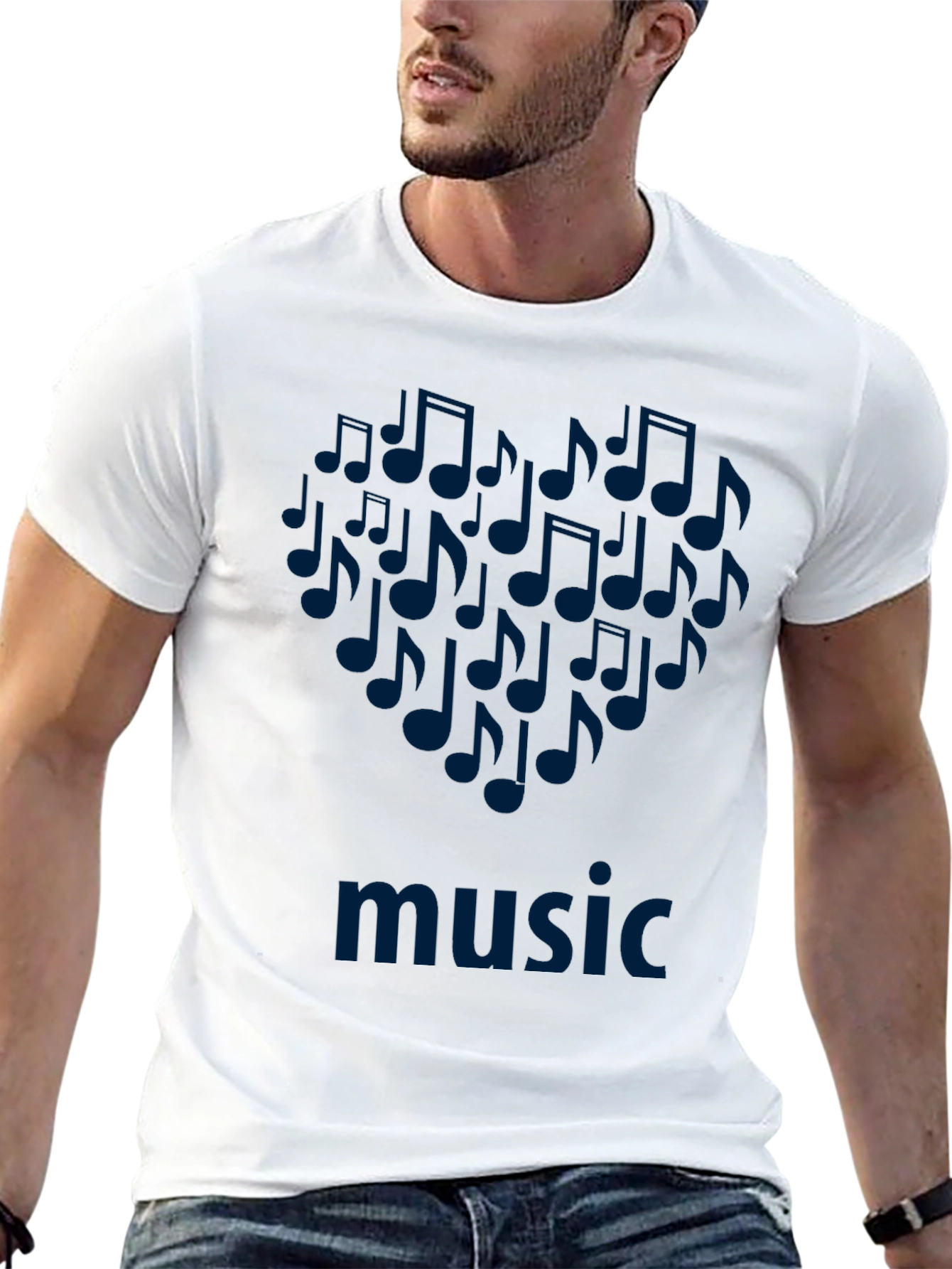 Music Notes Heart T-Shirt - Black Cotton Tee