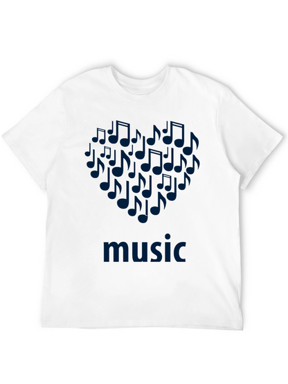 Music Notes Heart T-Shirt - Black Cotton Tee