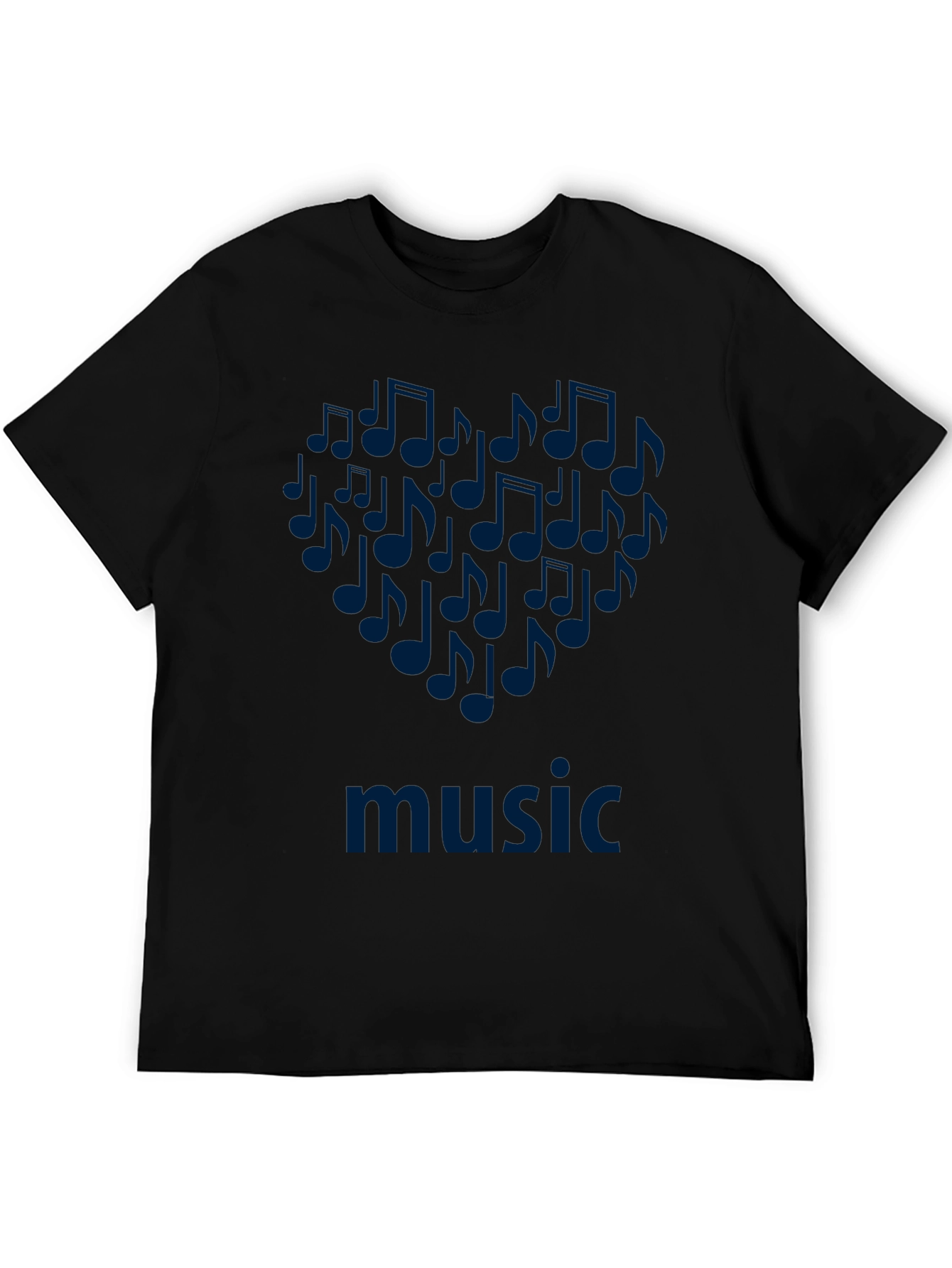Music Notes Heart T-Shirt - Black Cotton Tee