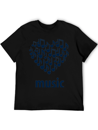 Music Notes Heart T-Shirt - Black Cotton Tee