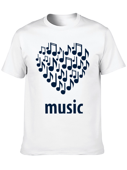 Music Notes Heart T-Shirt - Black Cotton Tee